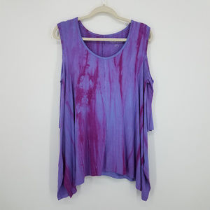Soft Surroundings Cold Shoulder Top in Tie Dye